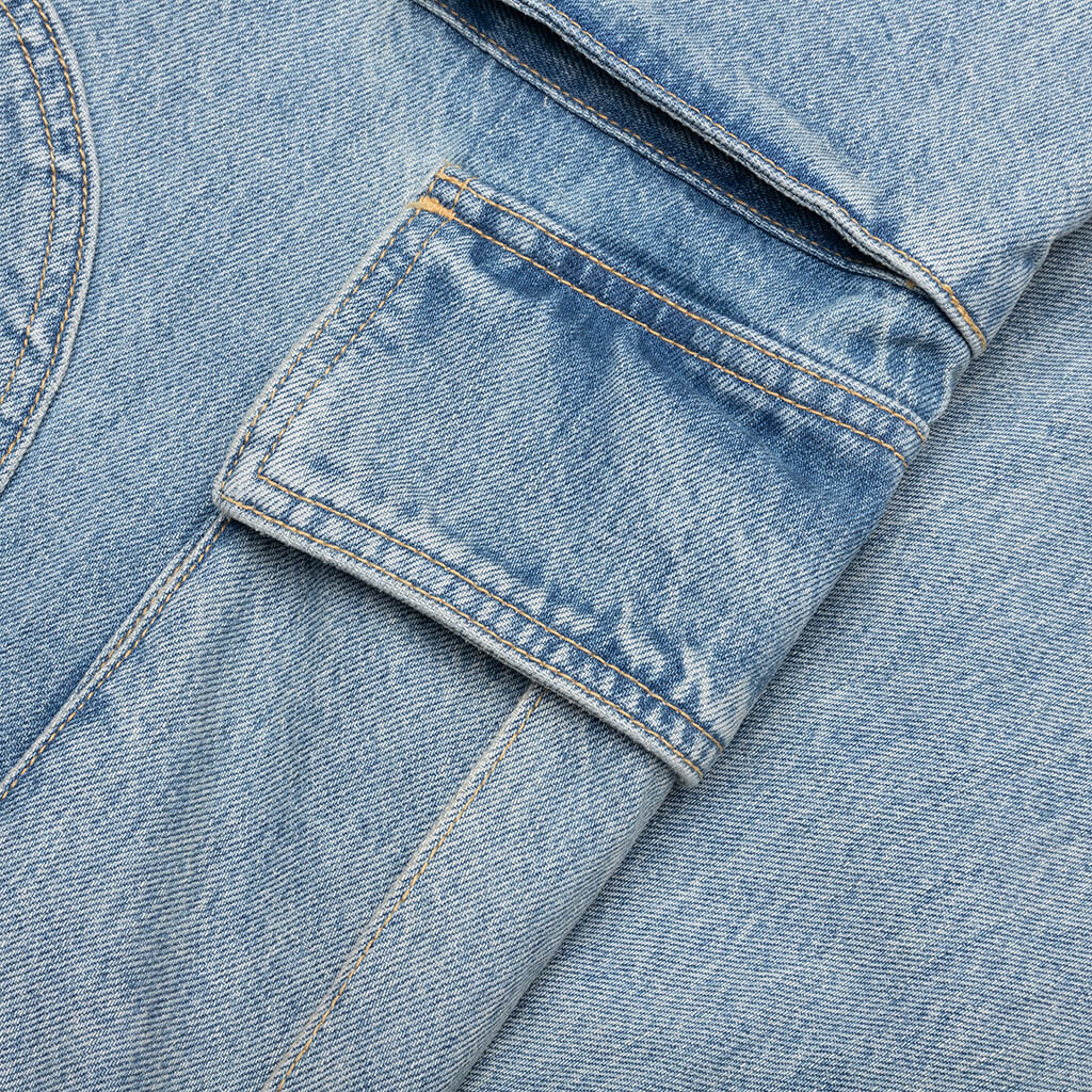 Denim Logo Cargo Pants - Light Wash - Image 4