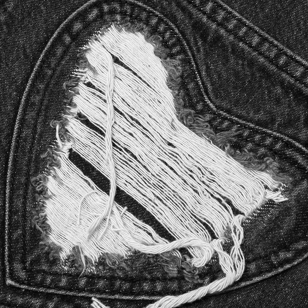 Heart Patchwork Jeans - Heart Charcoal Wash - Image 4