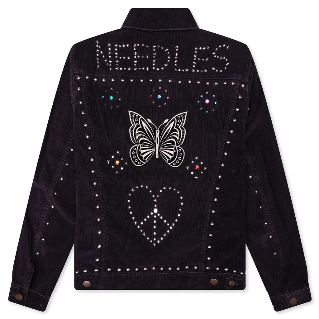14W Corduroy Studded Jean Jacket - Black - Image 2