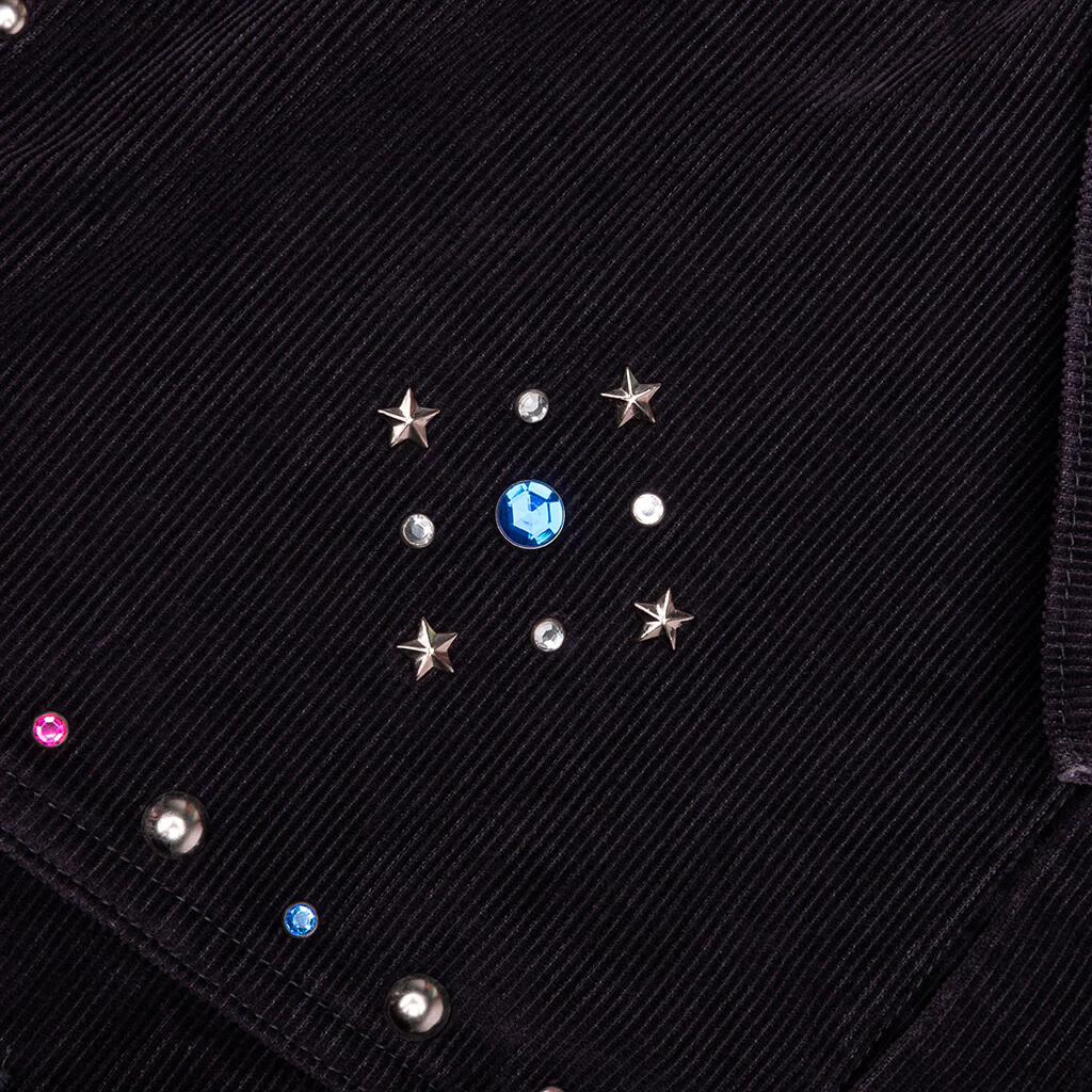 14W Corduroy Studded Jean Jacket - Black - Image 4