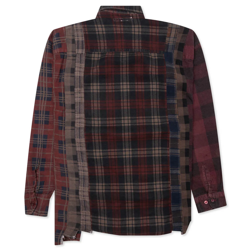 Flannel Shirt 7 Cuts Shirt Over Dye - Brown - Image 2