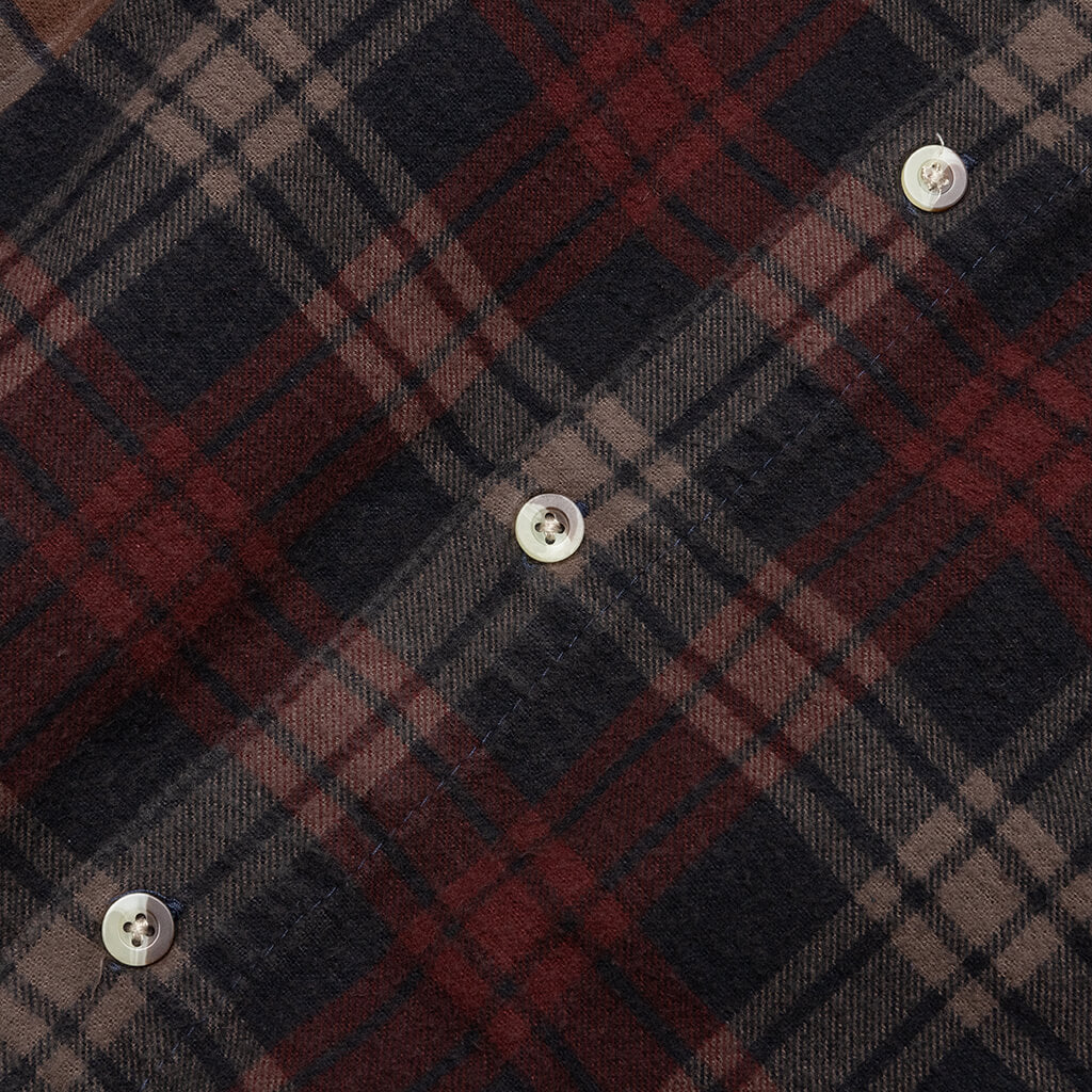 Flannel Shirt 7 Cuts Shirt Over Dye - Brown - Image 5