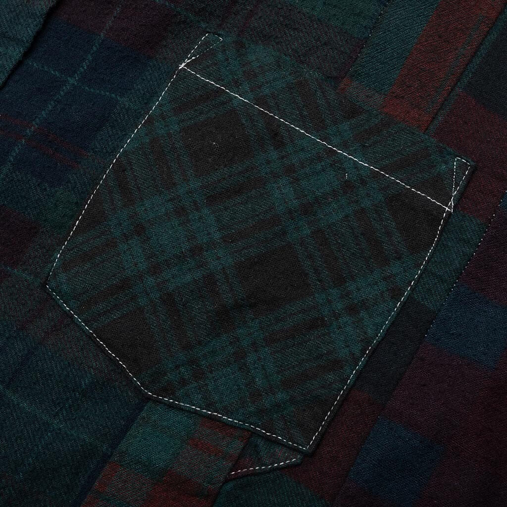 Flannel Shirt 7 Cuts Shirt Over Dye - Green - Image 4