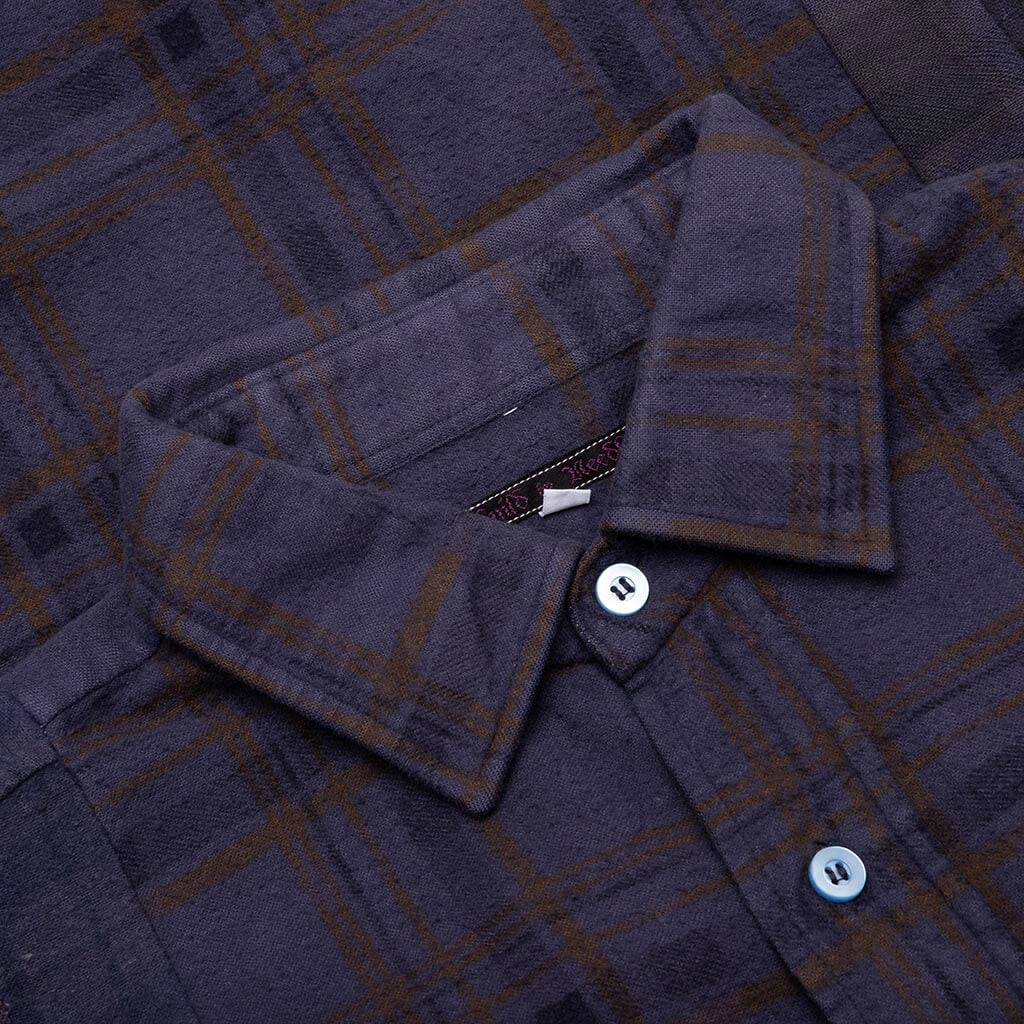 Flannel Shirt 7 Cuts Shirt Over Dye - Purple - Image 3