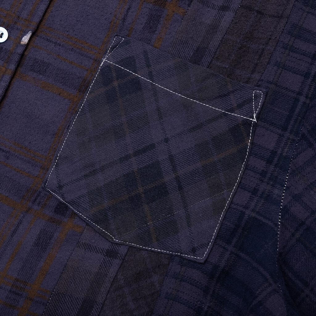 Flannel Shirt 7 Cuts Shirt Over Dye - Purple - Image 4