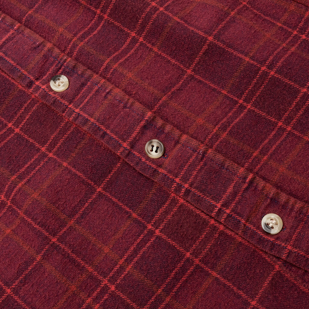 Flannel Shirt 7 Cuts Shirt Over Dye - Red - Image 4