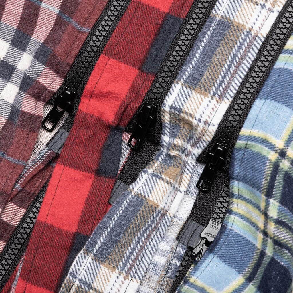 Flannel Shirt 7 Cuts Zipped Wide Shirt - Assorted - Image 4