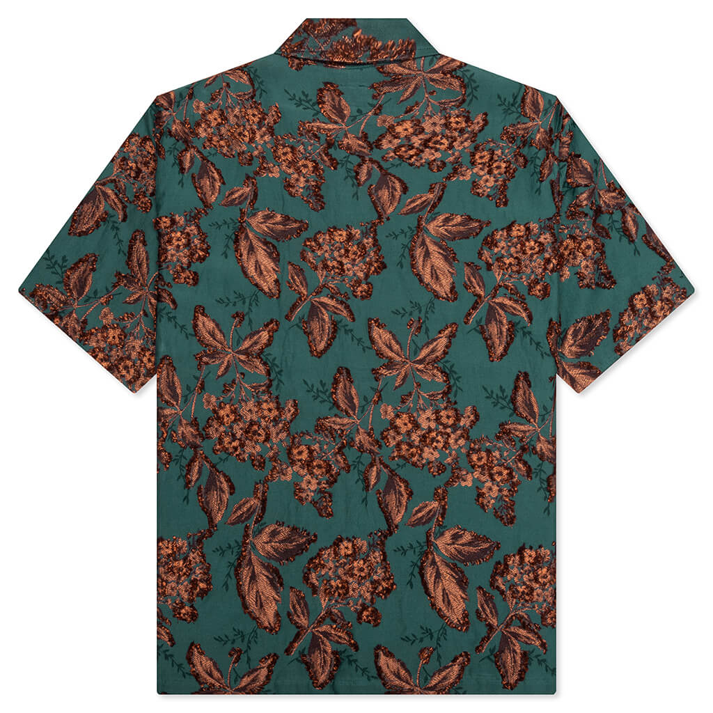 Flower Cut Cabana Shirt - Peacock Green - Image 2