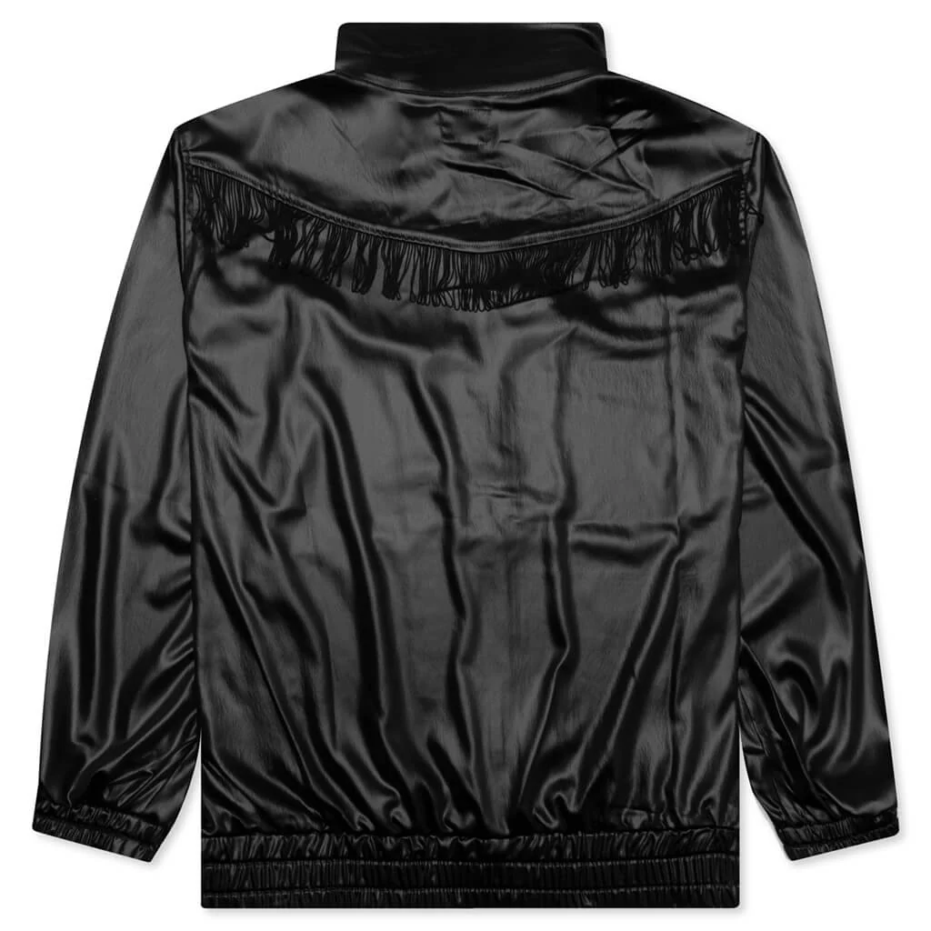 Fringe Track Jacket Poly Sateen - Black - Image 2