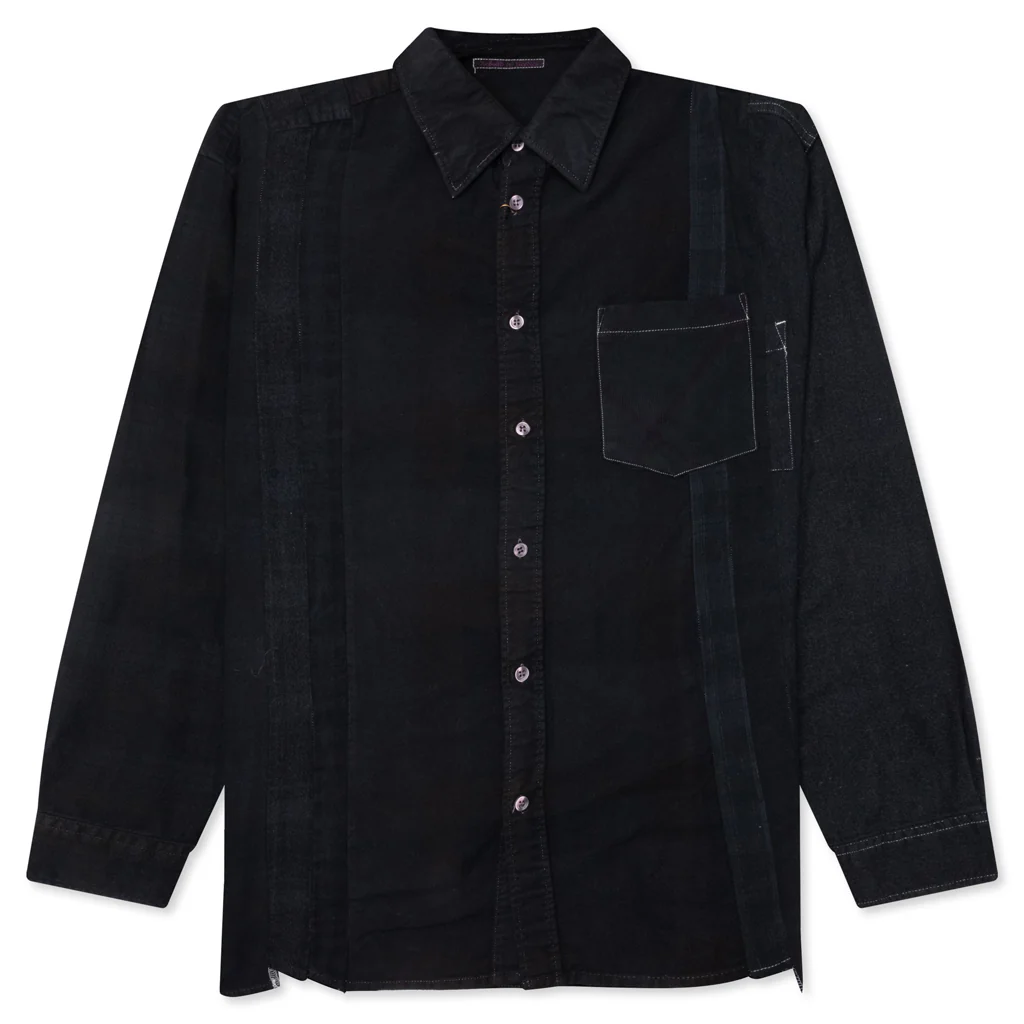 Over Dye 7 Cuts Wide Shirt - Black