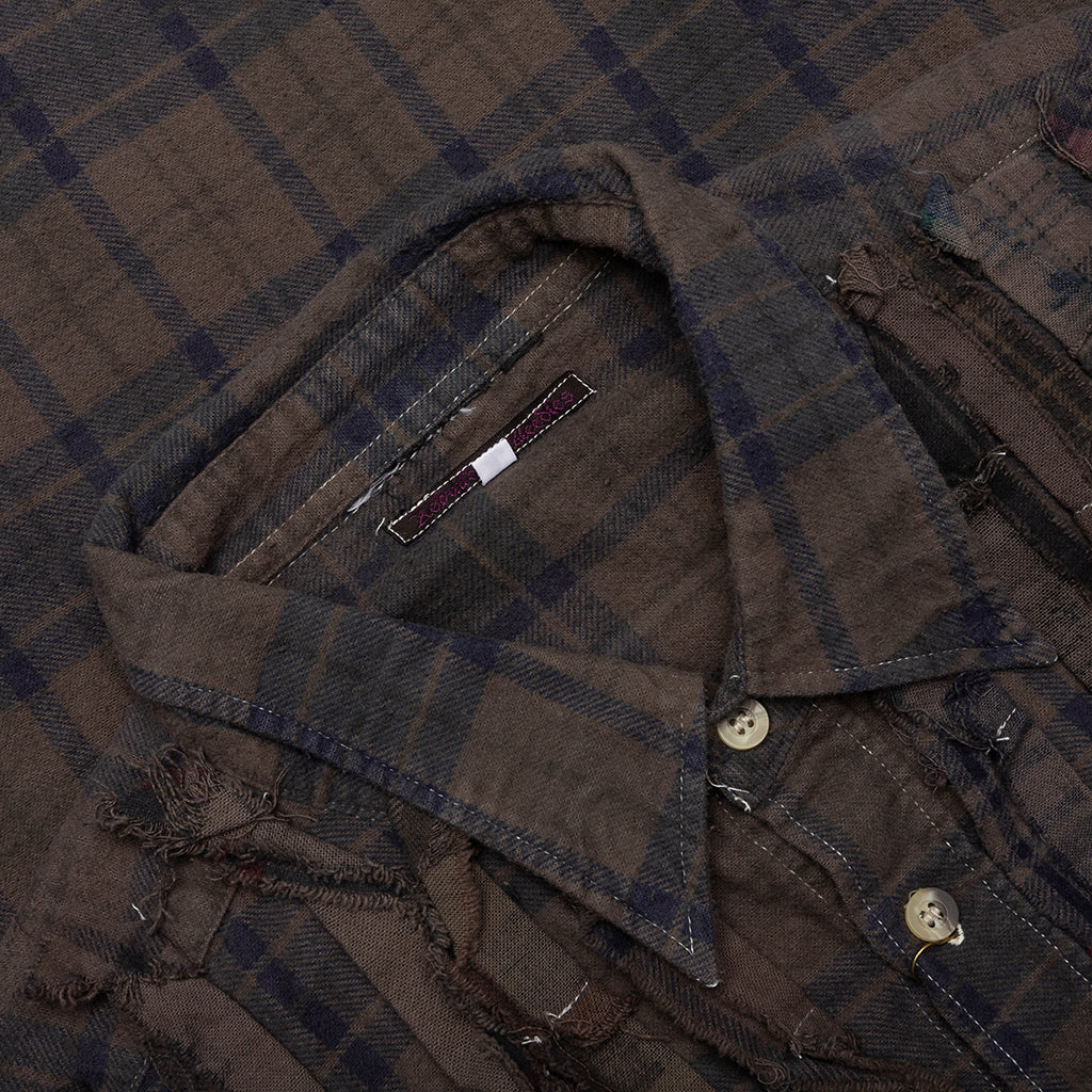 Over Dyed Ribbon Shirt - Brown - Image 3