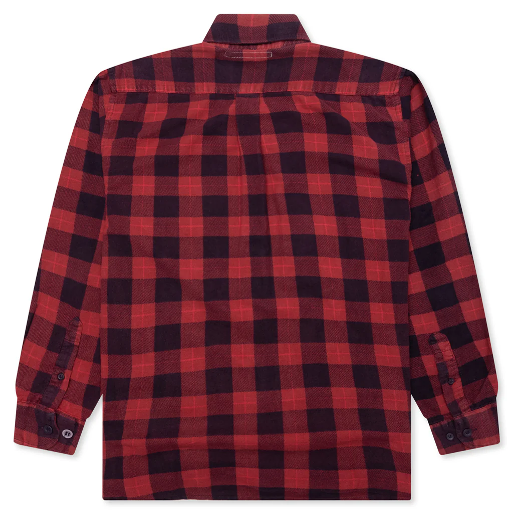 Over Dyed Ribbon Shirt - Red - Image 2