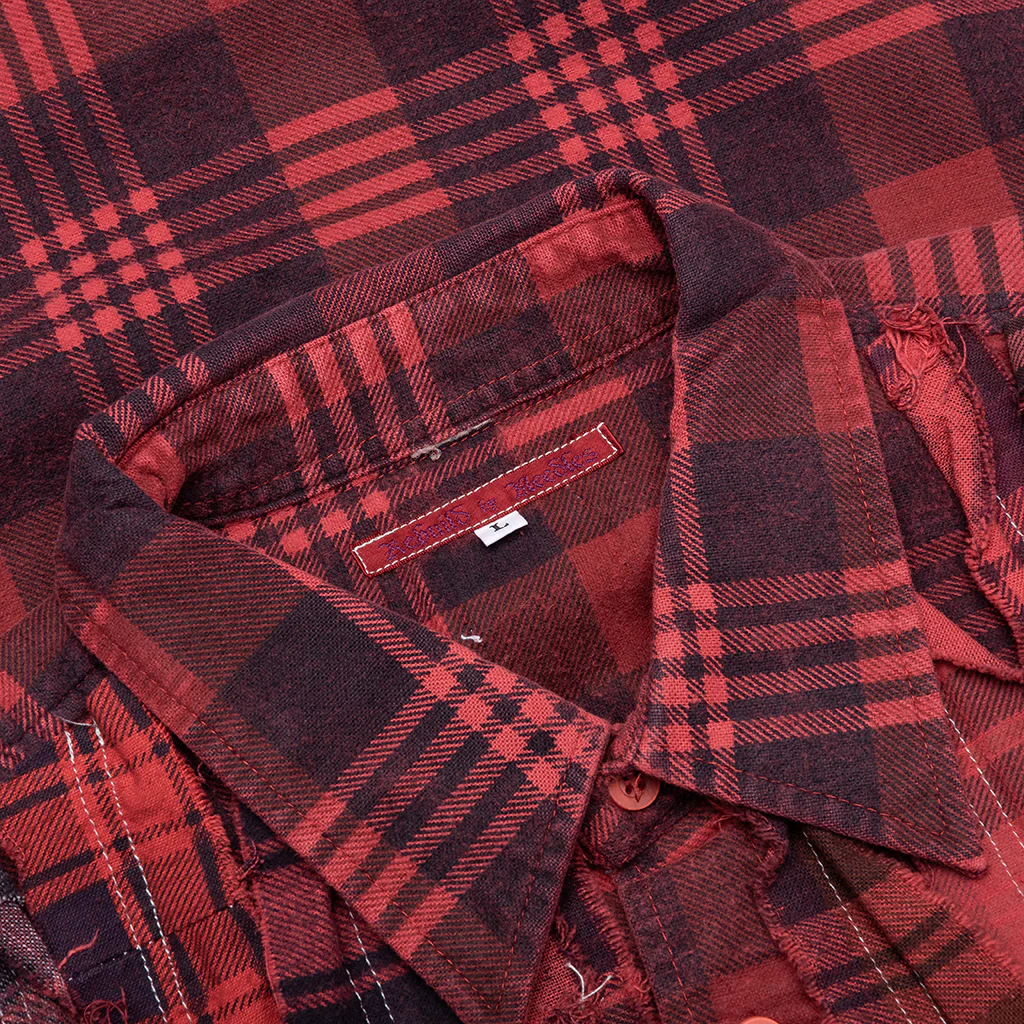 Over Dyed Ribbon Shirt - Red - Image 3