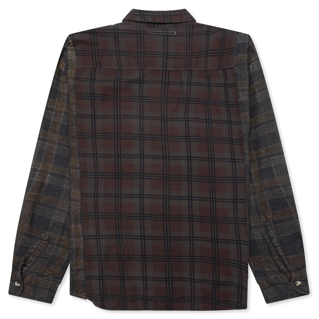Over Dyed Ribbon Wide Shirt - Brown - Image 2