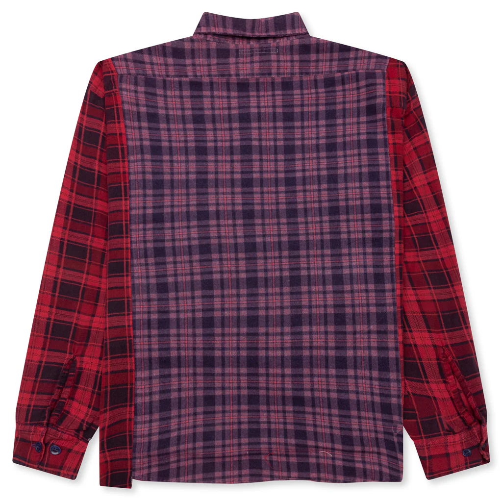 Over Dyed Ribbon Wide Shirt - Red - Image 2