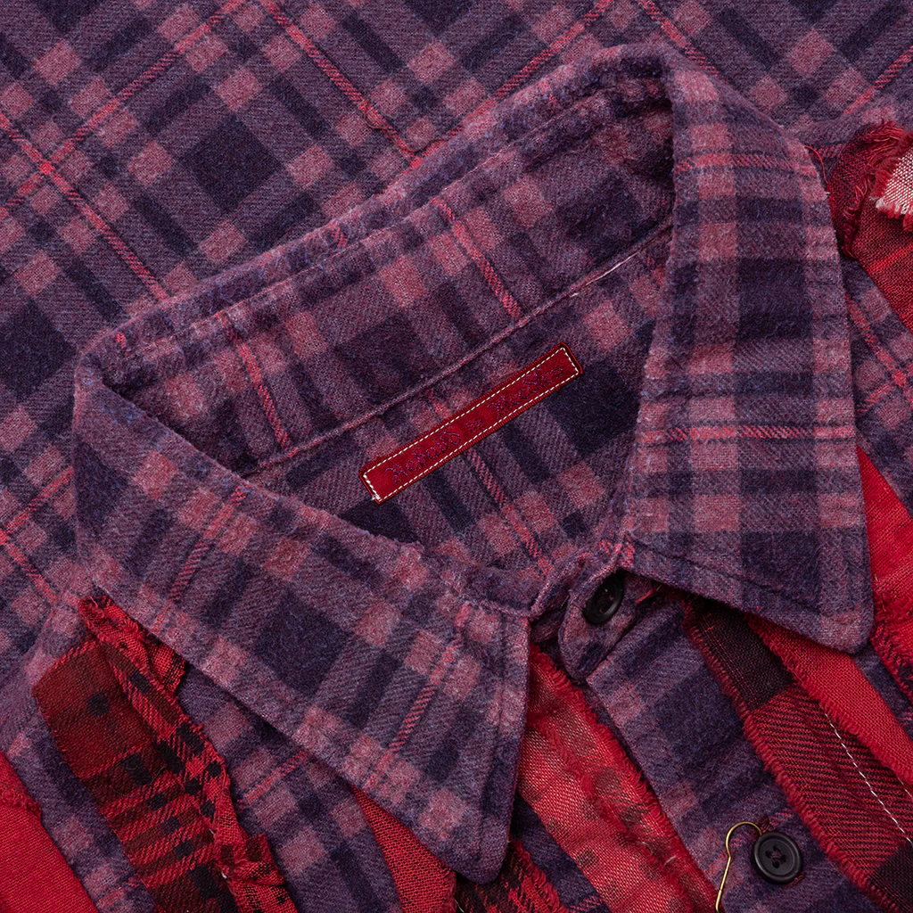 Over Dyed Ribbon Wide Shirt - Red - Image 3