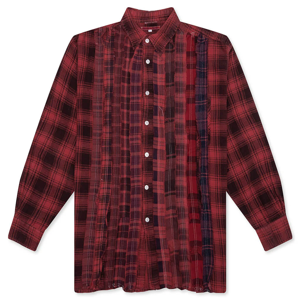 Ribbon Over Dye Flannel Shirt - Red