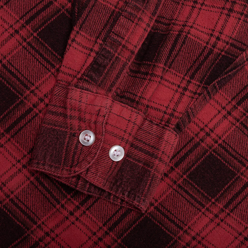 Ribbon Over Dye Flannel Shirt - Red - Image 5