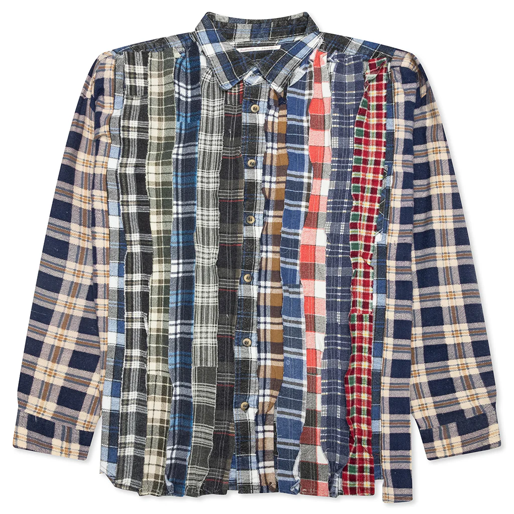 Ribbon Wide Flannel Shirt - Assorted