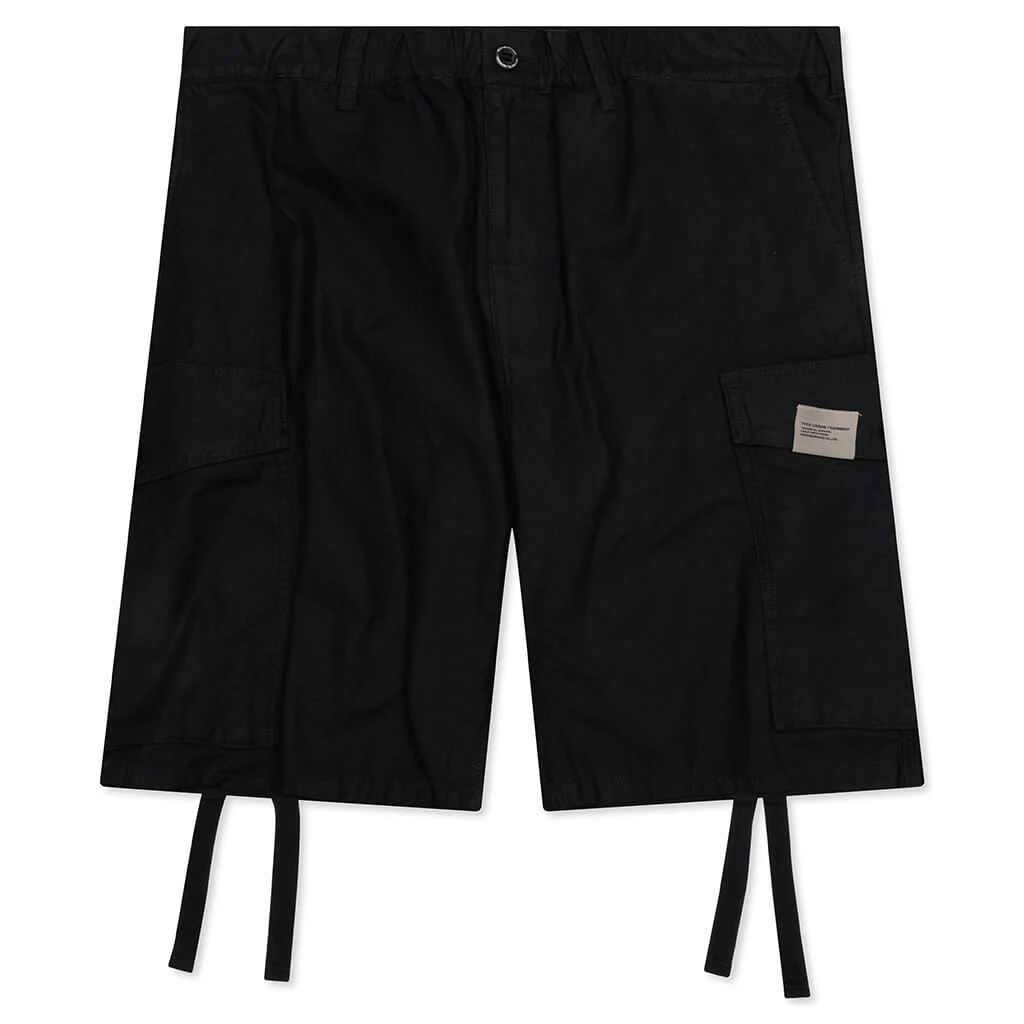 Wide Cargo Shorts Pants - Black