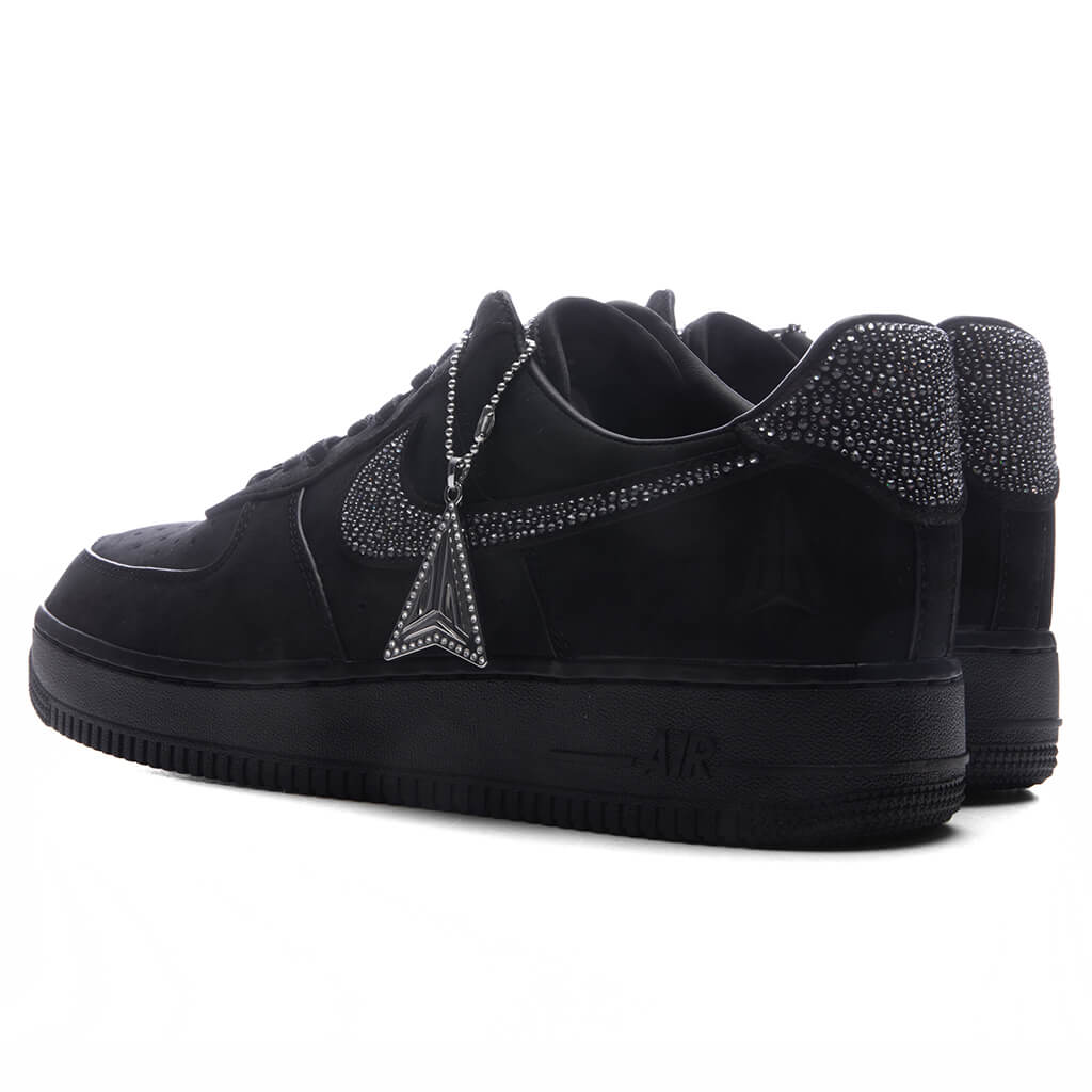 Nike x Ja Morant Air Force 1 Luxe Swarovski - Black/Metallic Silver/Cobalt Bliss - Image 3