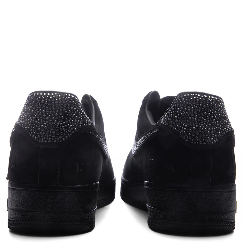 Nike x Ja Morant Air Force 1 Luxe Swarovski - Black/Metallic Silver/Cobalt Bliss - Image 4