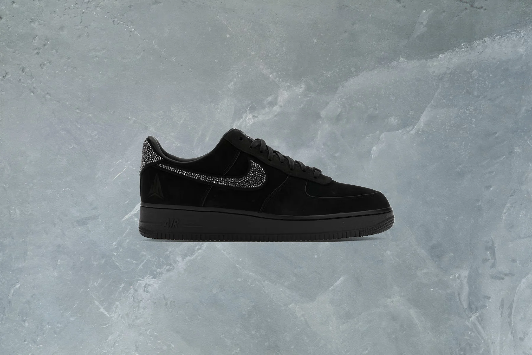 Nike x Ja Morant Air Force 1 Luxe Swarovski - Black/Metallic Silver/Cobalt Bliss - Image 5