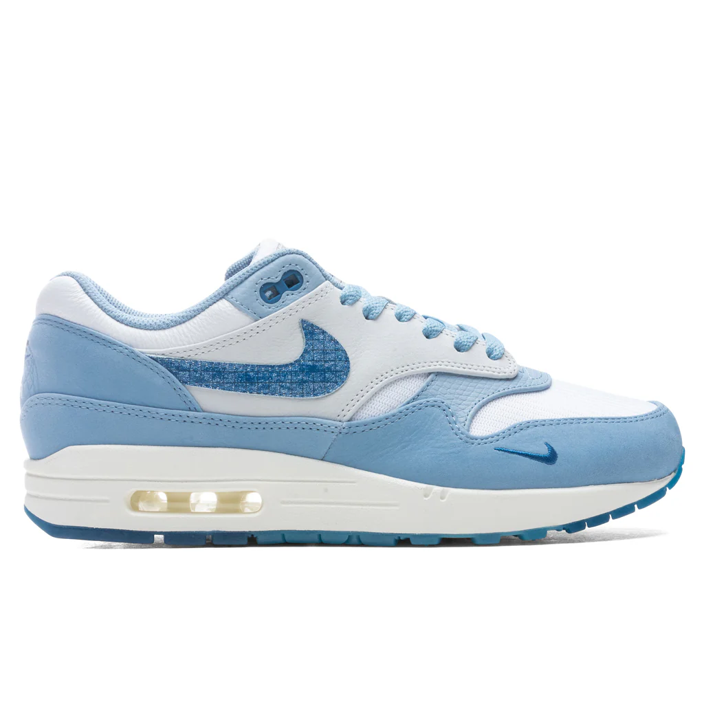 Air Max 1 PRM "Blueprint" - White/Dark Marina Blue/Leche Blue