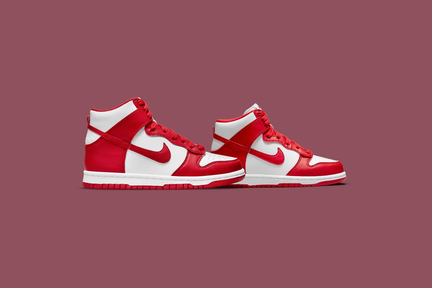 Dunk High (GS) - White/University Red - Image 2