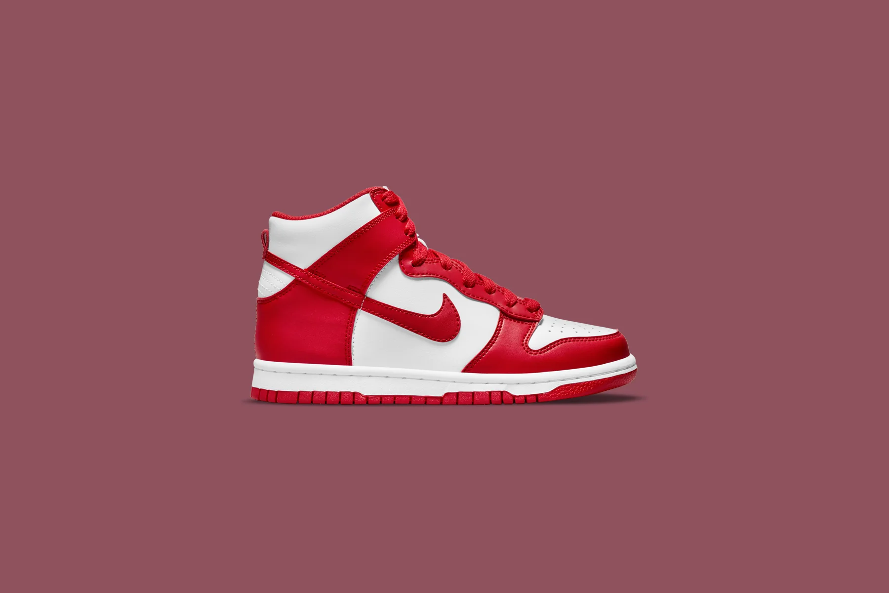 Dunk High (GS) - White/University Red - Image 3