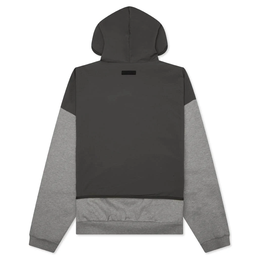 Nylon Fleece Hooded Sweater - Dark Heather Oatmeal/Ink - Image 2