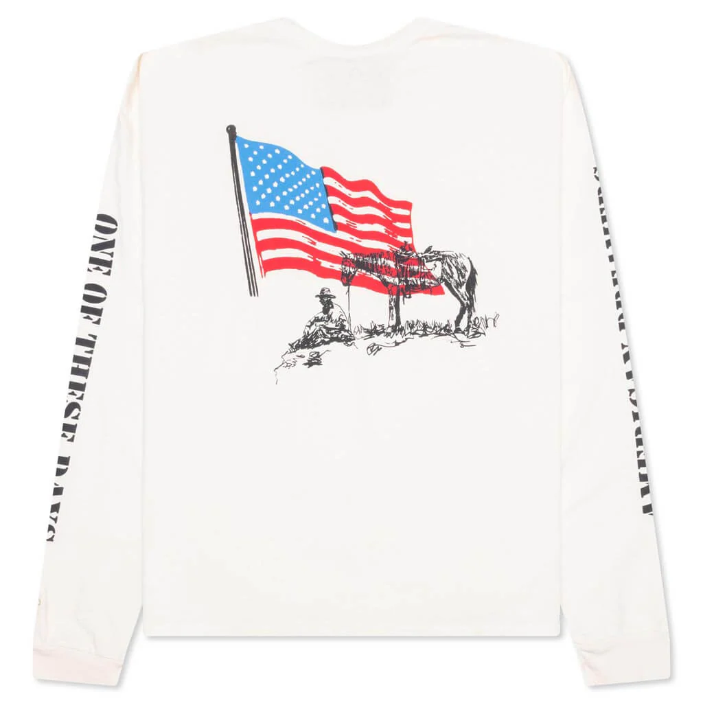 American Flag Cowboy Long Sleeve Tee - Bone - Image 2