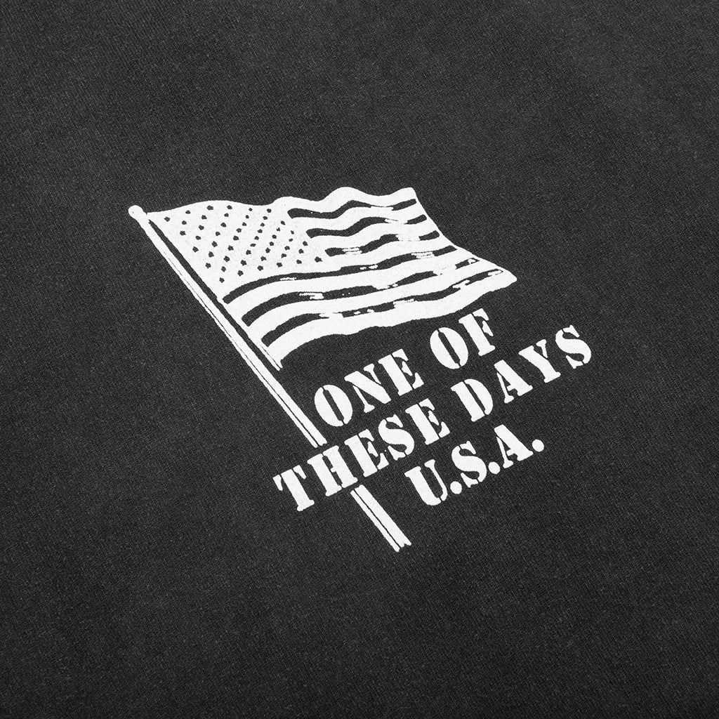 American Flag Cowboy Long Sleeve Tee - Washed Black - Image 3