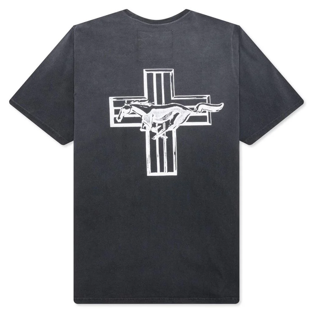 Mustang Cross Tee - Washed Black - Image 2