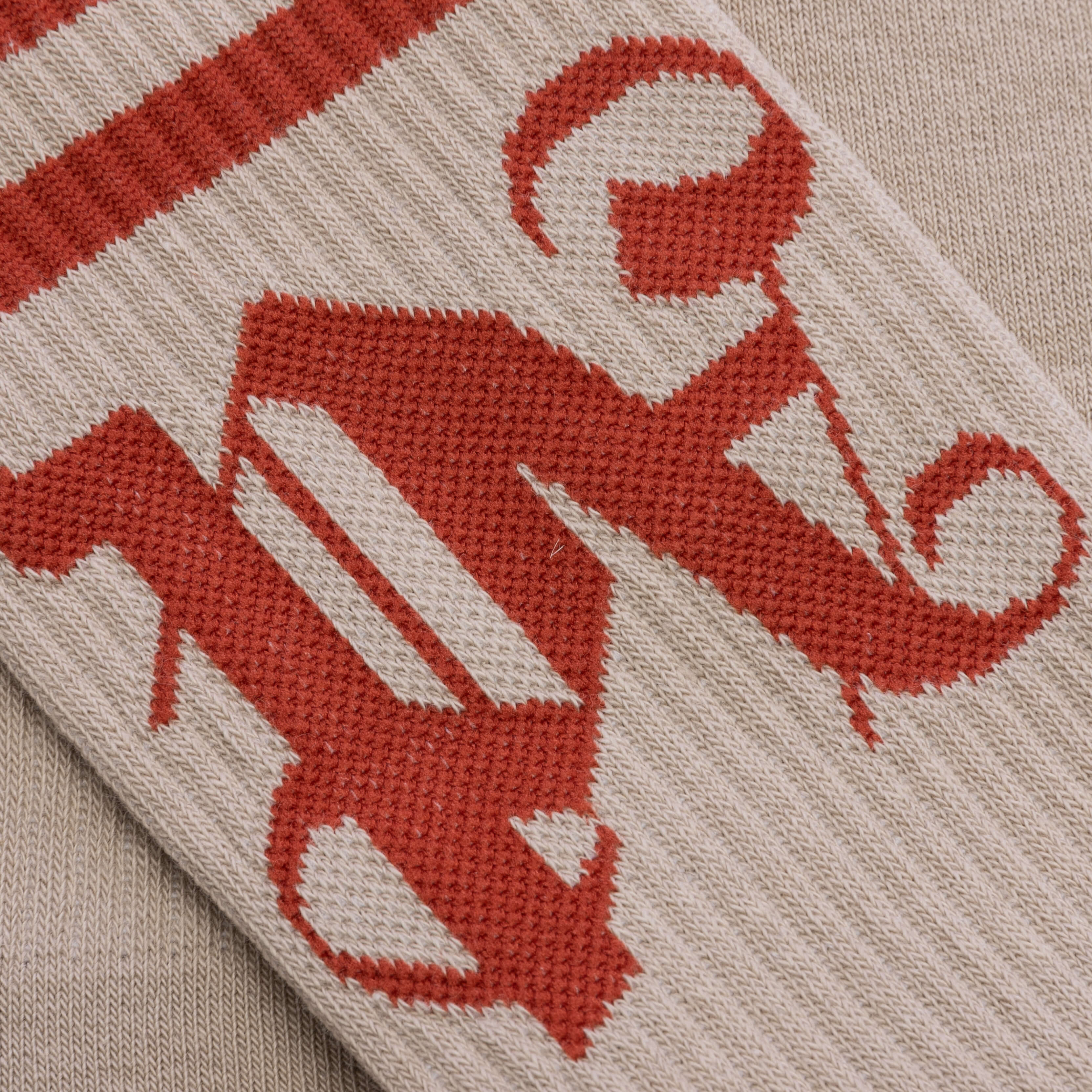 PA Monogram Striped Socks - Light Beige/Red - Image 2