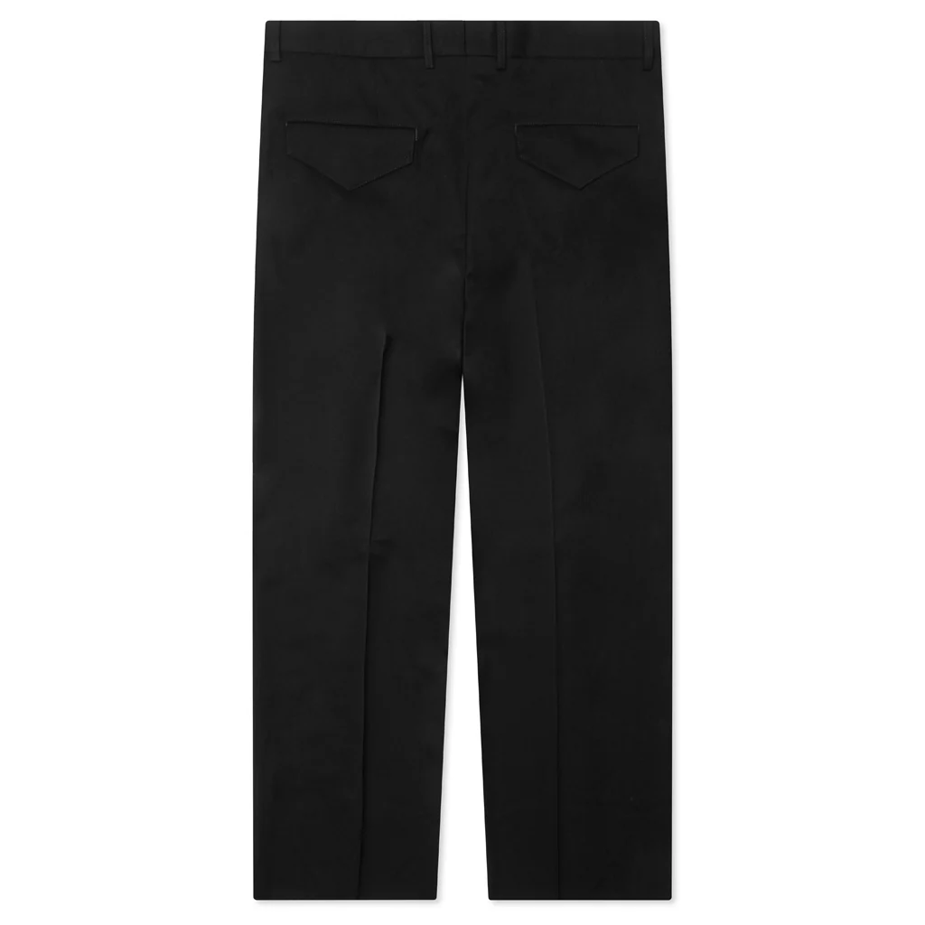 Wide Leg Gabardine Wool Trousers - Black - Image 2