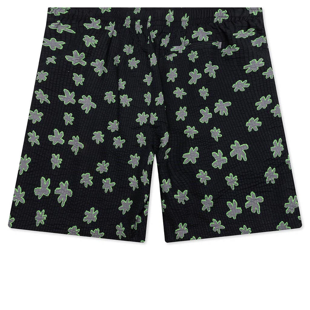 Floral Seersucker Shorts - Black - Image 2