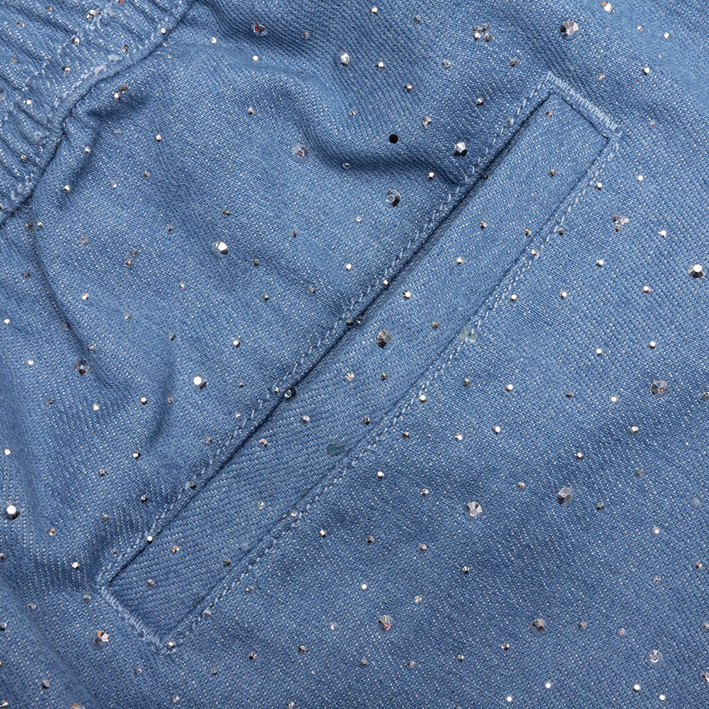 Glitter Baggy Denim Shorts - Light Indigo - Image 4