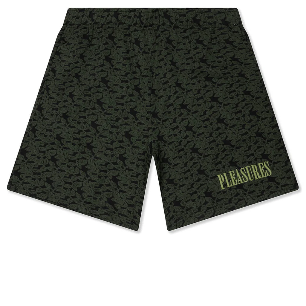 Leaf Jacquard Shorts - Dark Olive