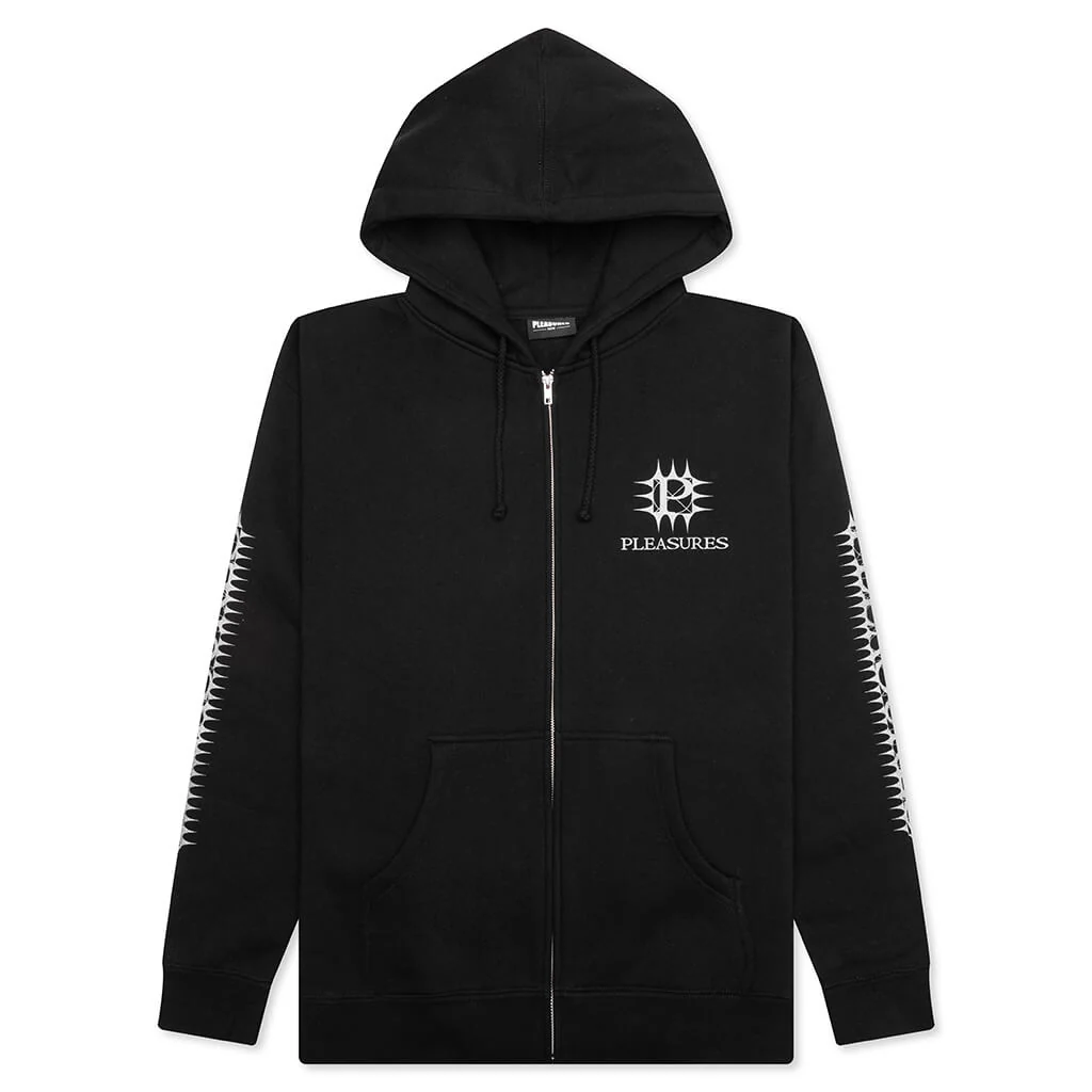 Spike Zip Hoodie - Black