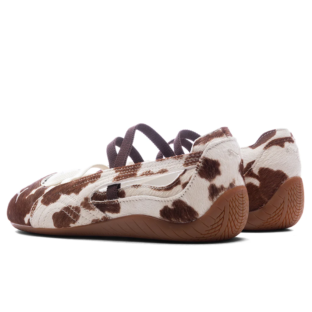 Women's Speedcat Ballet Cow Print - Chocolate Brown/Warm White - Image 3