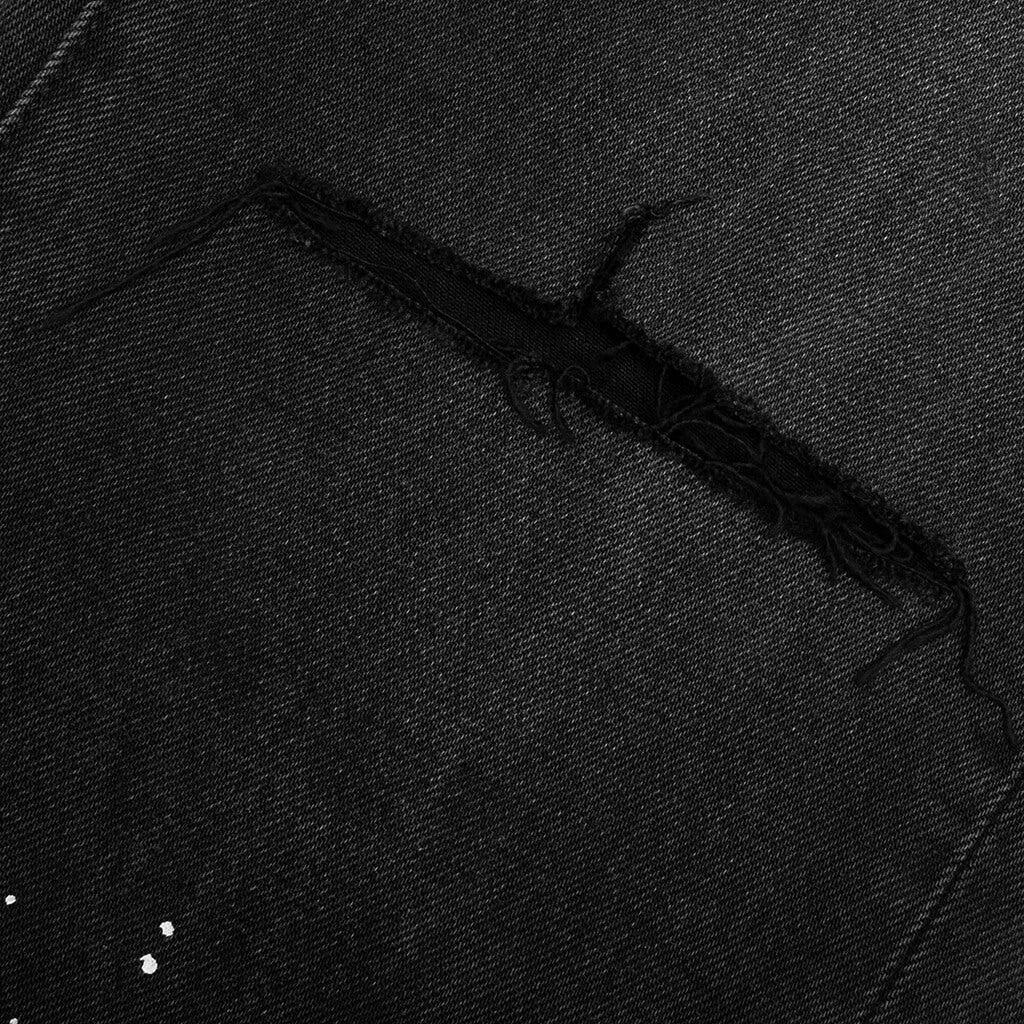 Knee Slit Paint Splatters Jeans - Black - Image 4