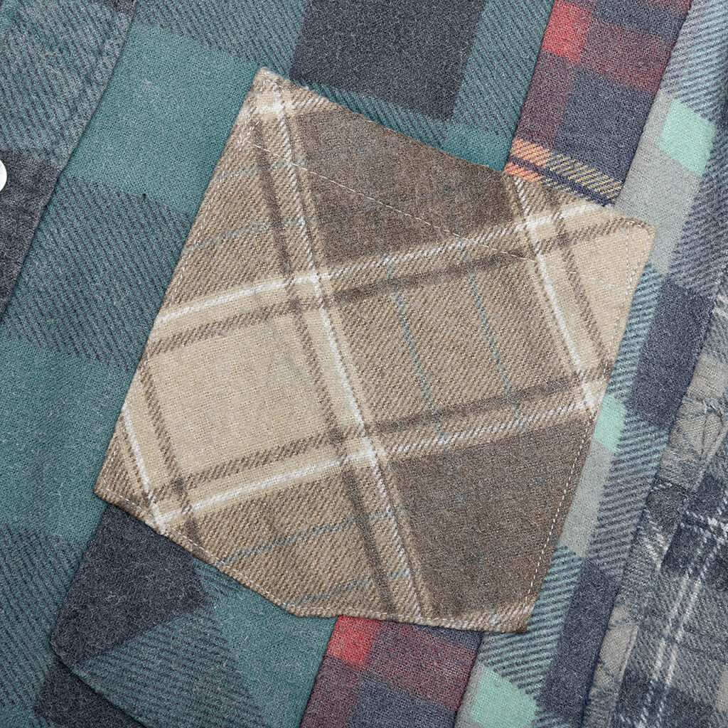 Rebuild by Flannel Shirt 7 Cuts Shirt / Reflection - Turquoise/Navy - Image 3
