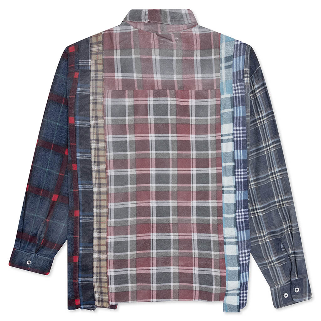 Rebuild by Flannel Shirt 7 Cuts Wide Shirt / Reflection - Faded Grey/Red - Image 2