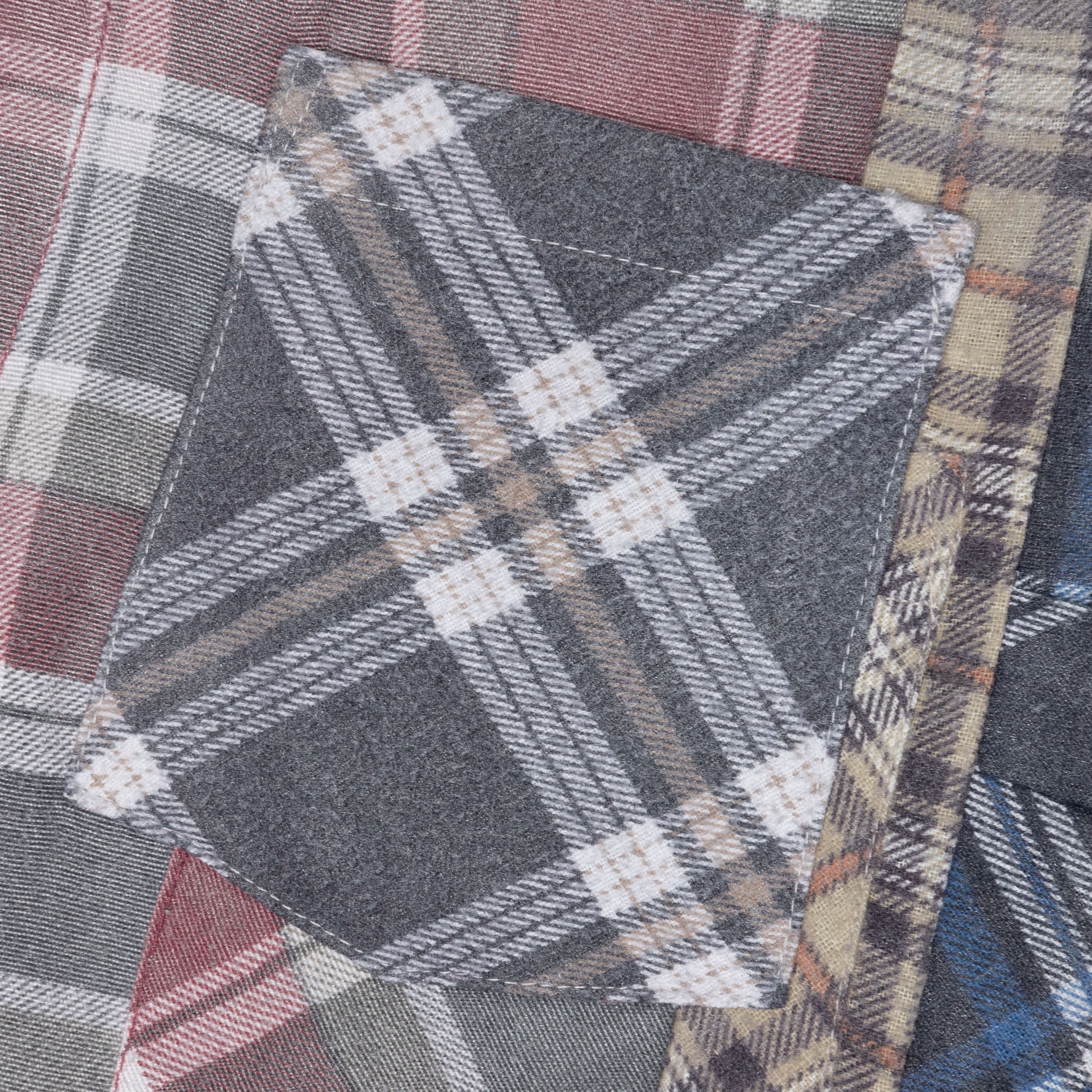 Rebuild by Flannel Shirt 7 Cuts Wide Shirt / Reflection - Faded Grey/Red - Image 4