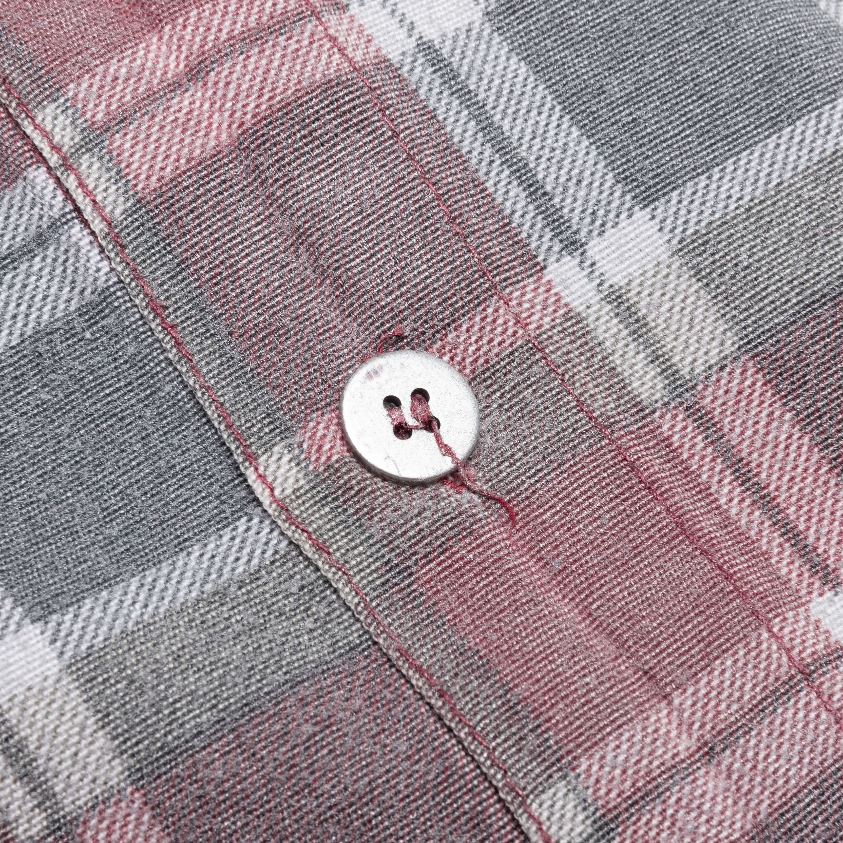 Rebuild by Flannel Shirt 7 Cuts Wide Shirt / Reflection - Faded Grey/Red - Image 5