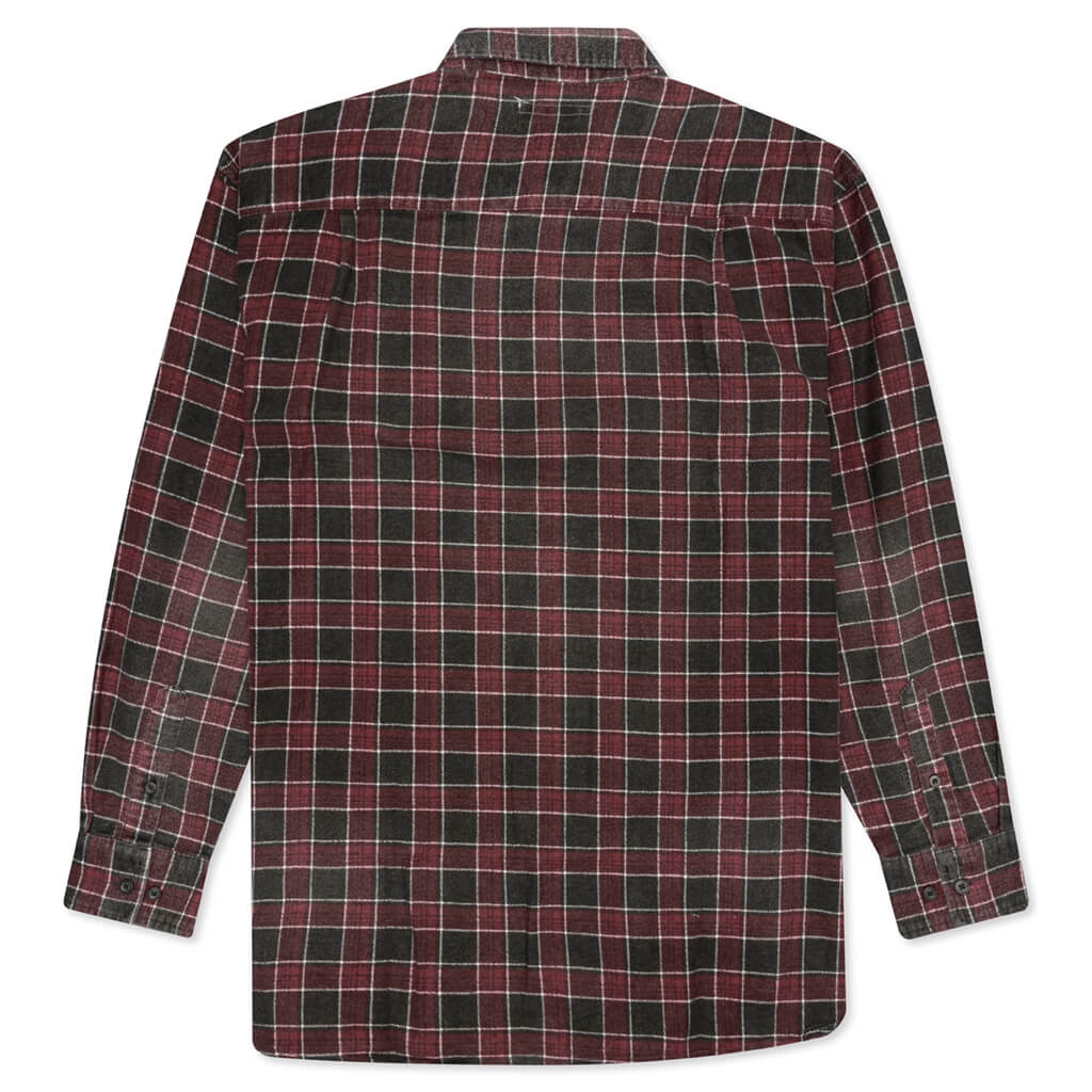 Rebuild by Rebuild Flannel Ribbon Shirt - Burgundy/Olive - Image 2