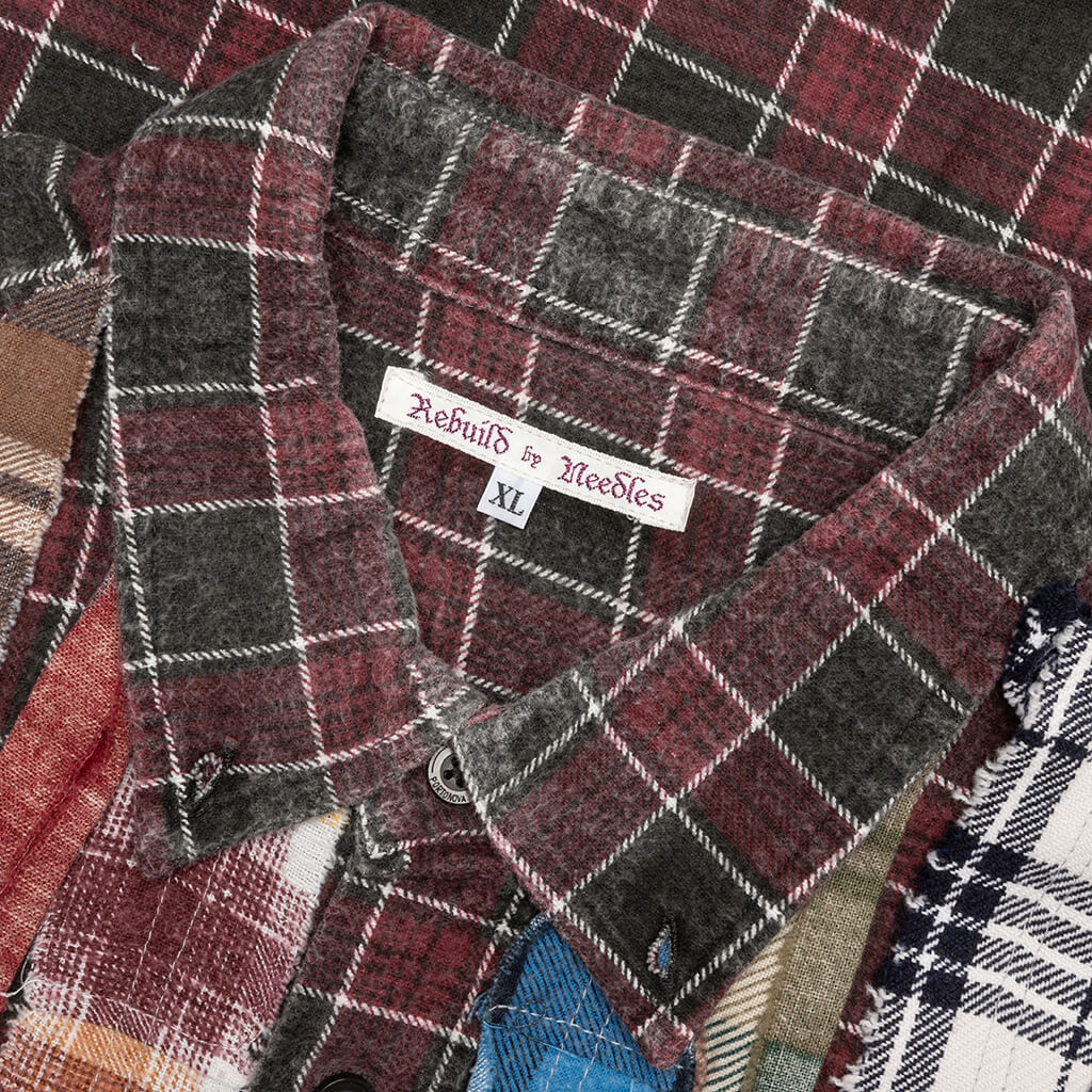 Rebuild by Rebuild Flannel Ribbon Shirt - Burgundy/Olive - Image 4