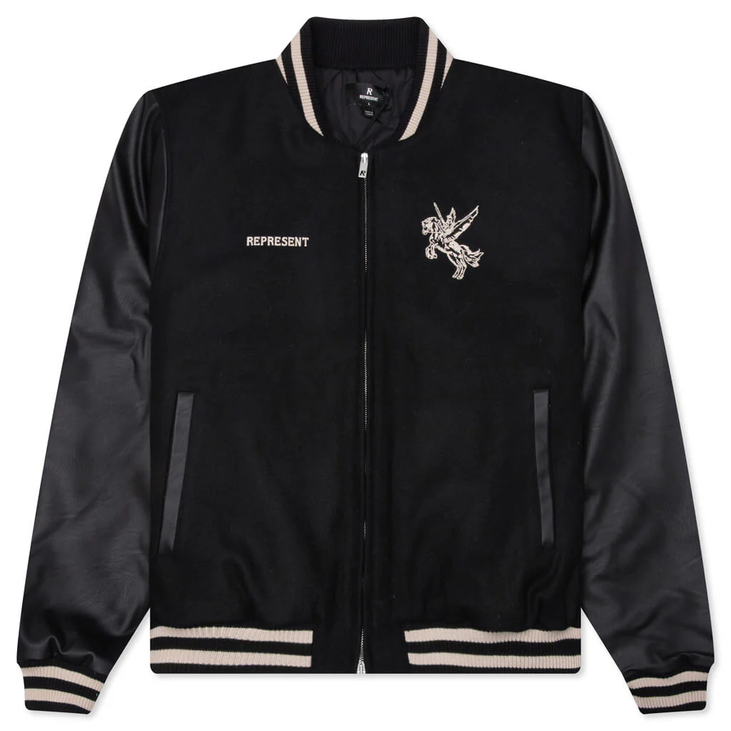 Mascot Wool Varsity Jacket - Jet Black