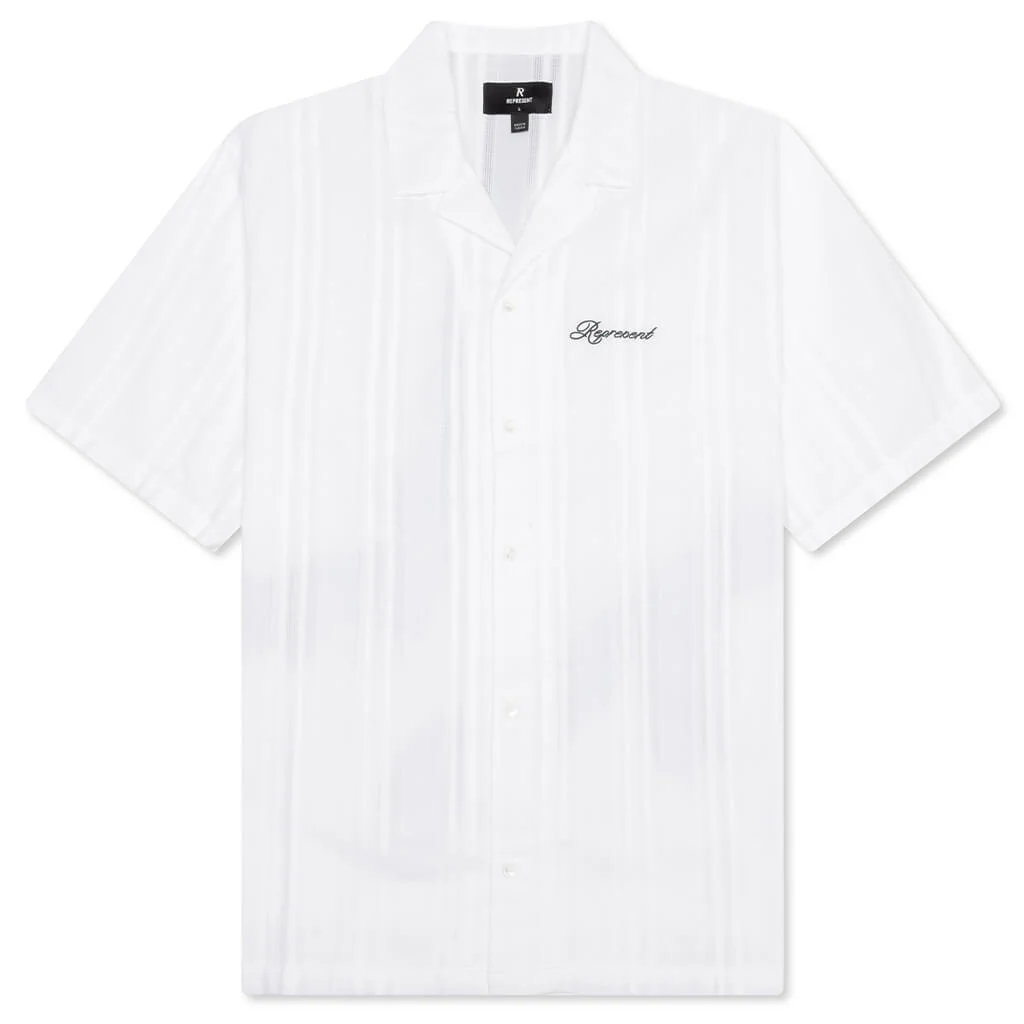 Embroidered Bowling Shirt - Antique White